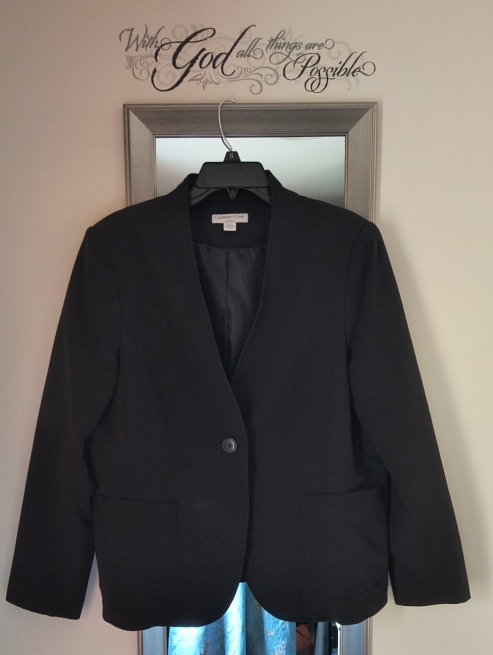 Coldwater Creek Women's Black Notchless Single-Button Blazer